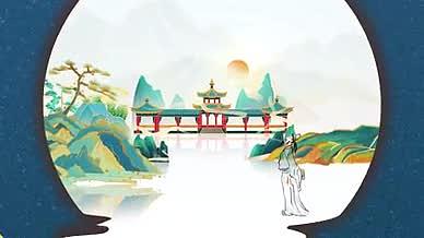 国潮鎏金中国风古诗词朗诵背景视频素材视频的预览图